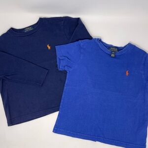 Polo by Ralph Lauren Navy & Royal Blue Kids Tee Set with Orange Pony